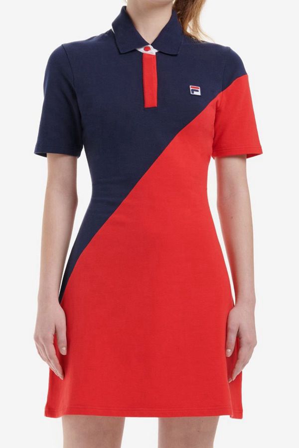 Fila Floriana Colour Block Women's Dresses - Navy/Red/White,NZ 304-48163